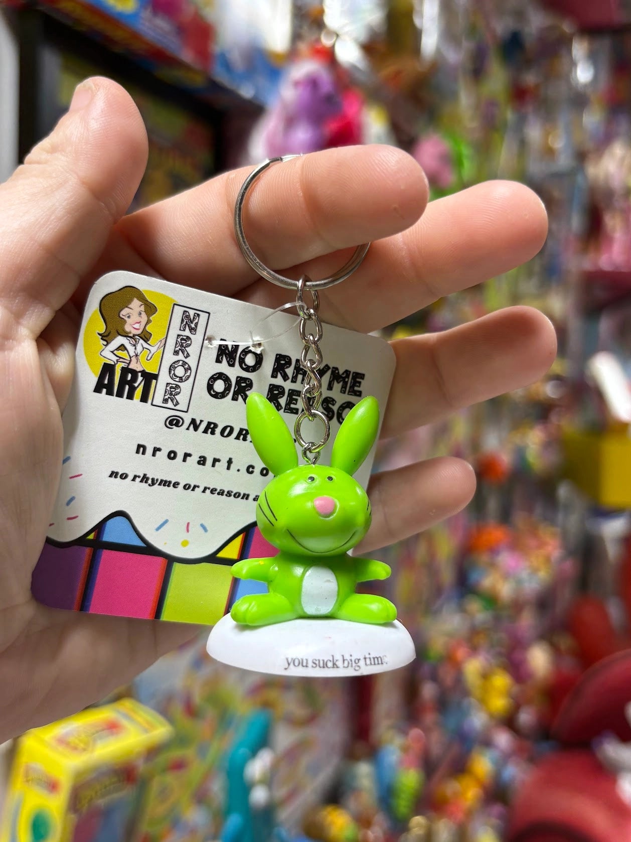 Happy Bunny Green Keychains - Multiple Available