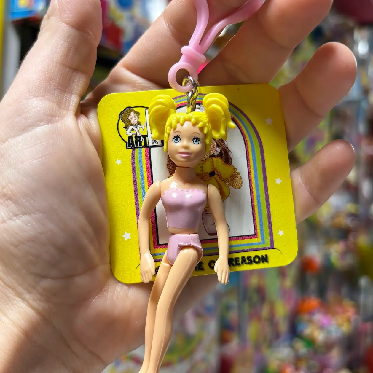 Polly Pocket-  Pink Outfit, Yellow Hair Keychains - Multiple Available