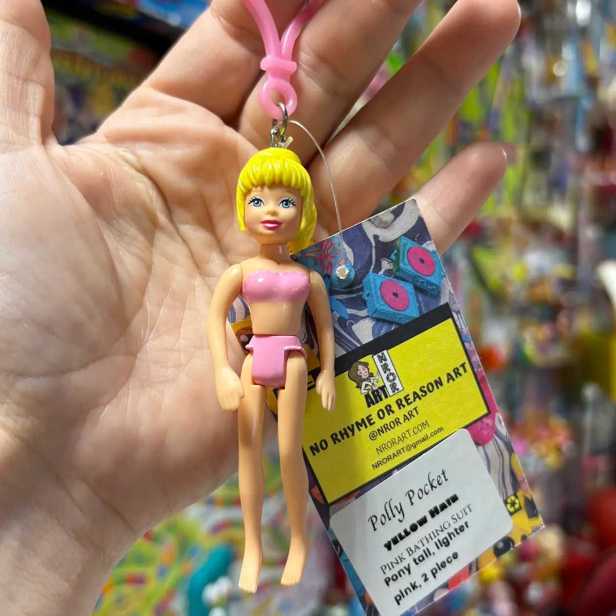 Polly Pocket-  Pink Outfit, Yellow Hair Keychains - Multiple Available