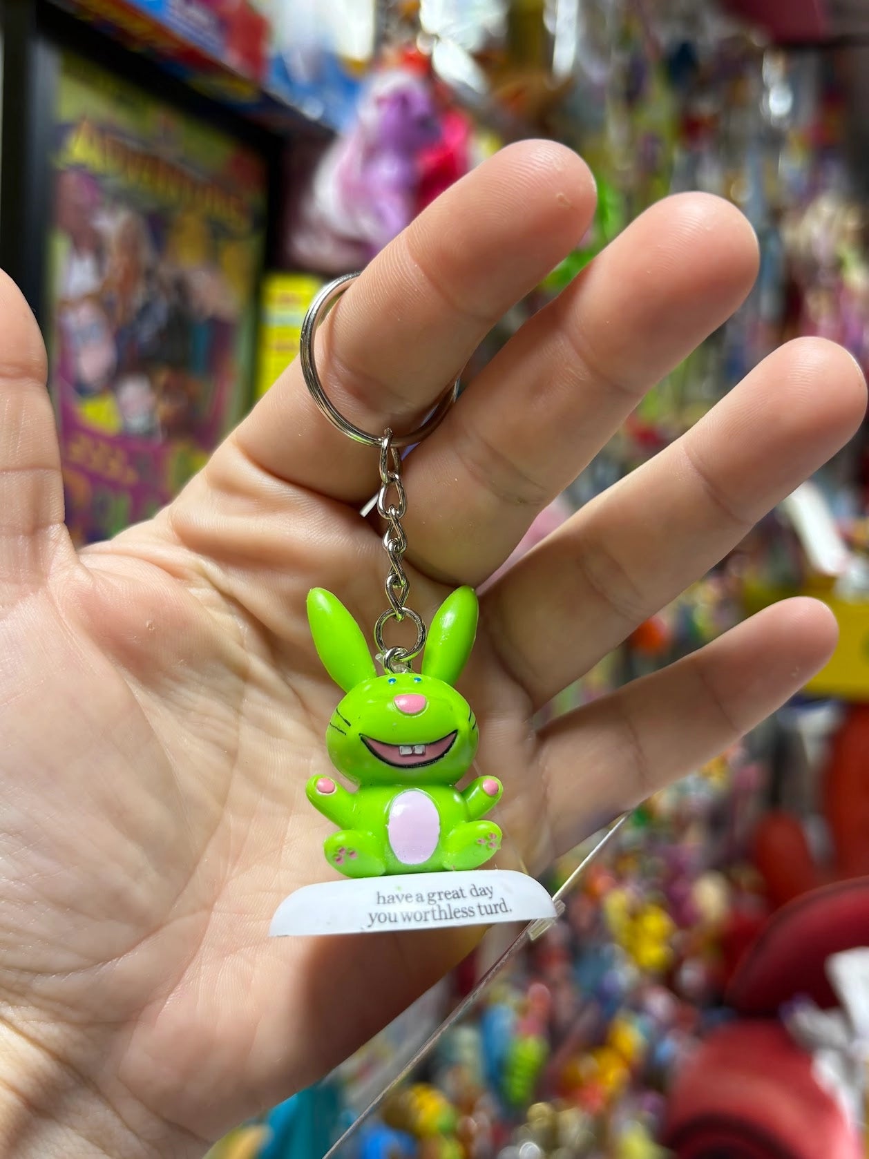Happy Bunny Green Keychains - Multiple Available