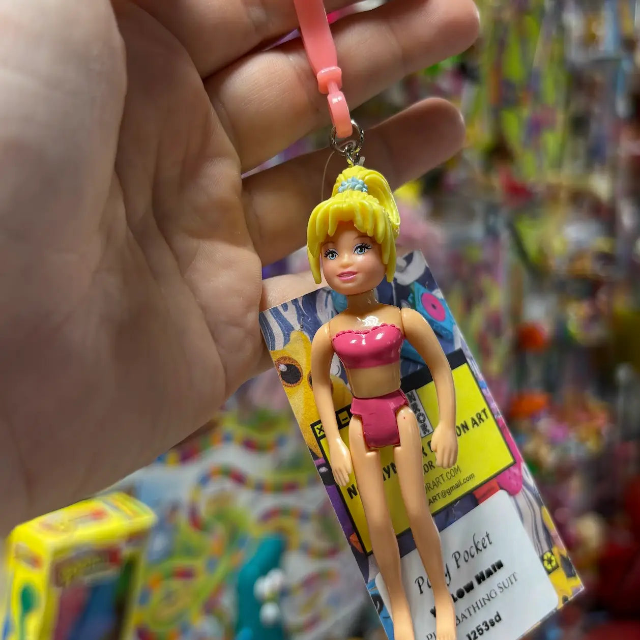 Polly Pocket-  Pink Outfit, Yellow Hair Keychains - Multiple Available