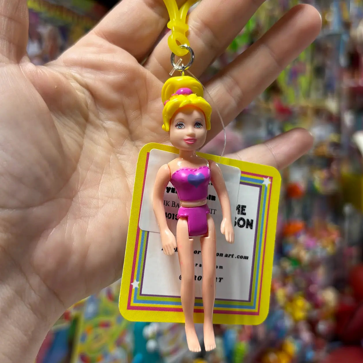 Polly Pocket-  Pink Outfit, Yellow Hair Keychains - Multiple Available