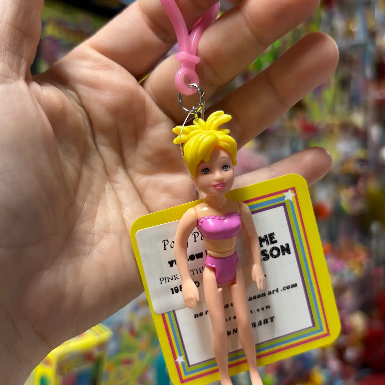 Polly Pocket-  Pink Outfit, Yellow Hair Keychains - Multiple Available