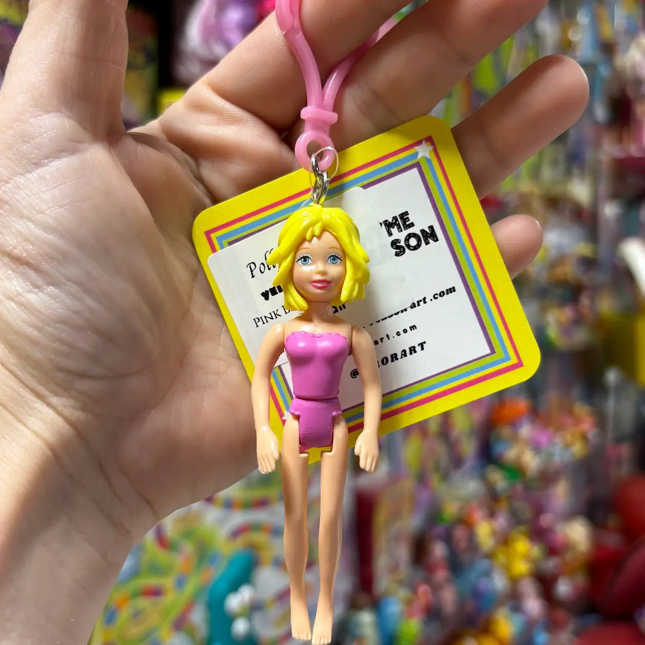 Polly Pocket-  Pink Outfit, Yellow Hair Keychains - Multiple Available