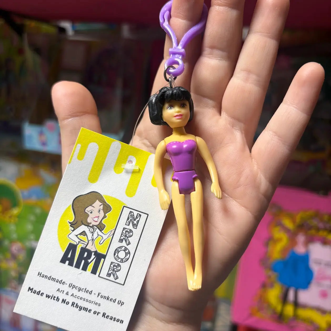 Polly Pocket- Black Hair Keychains - Multiple Available