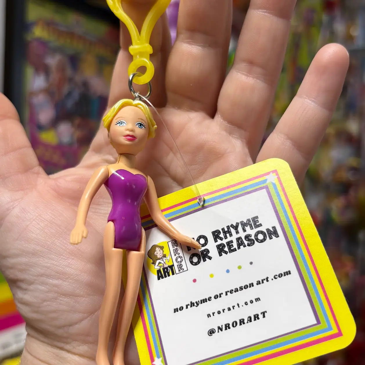 Polly Pocket-  Pink Outfit, Yellow Hair Keychains - Multiple Available