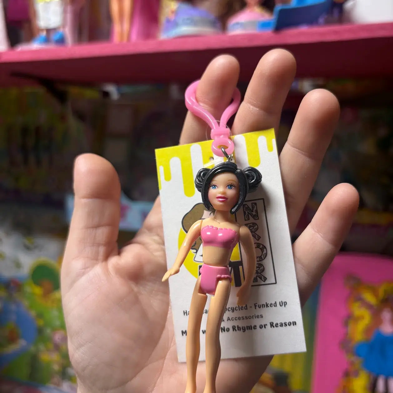 Polly Pocket- Black Hair Keychains - Multiple Available
